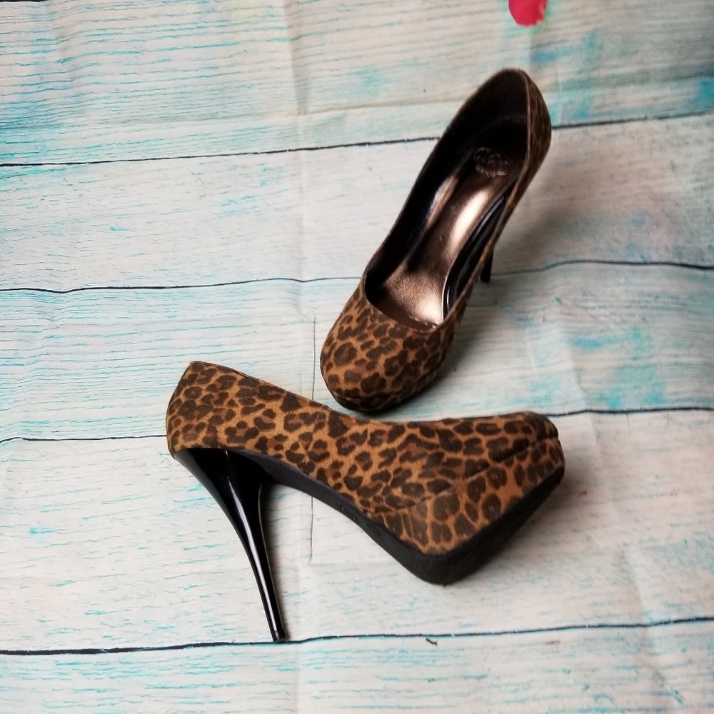 SM New York animal print platform shoes si…